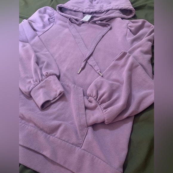 MEMBER'S Mark Ladies Pullover Puff Sleeve Fashion Hoodie Lavender Grey Sz M. - Picture 4 of 8